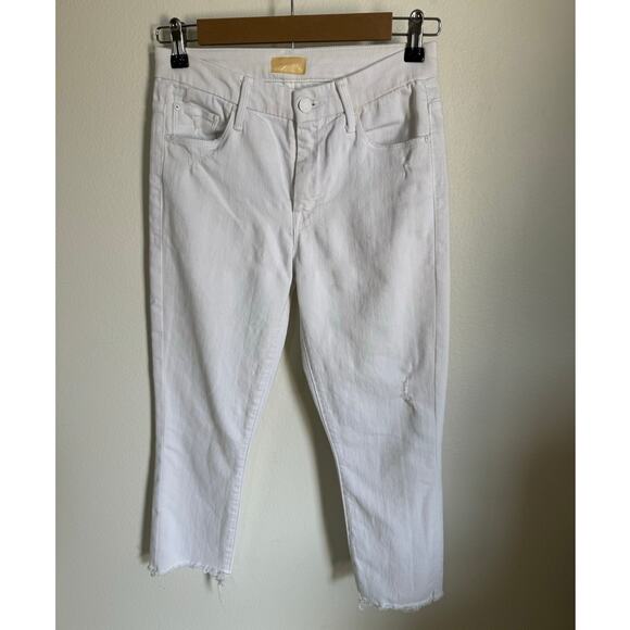 Mother Jeans High Waisted Looker Ankle Fray Size 25 White - Picture 3 of 11